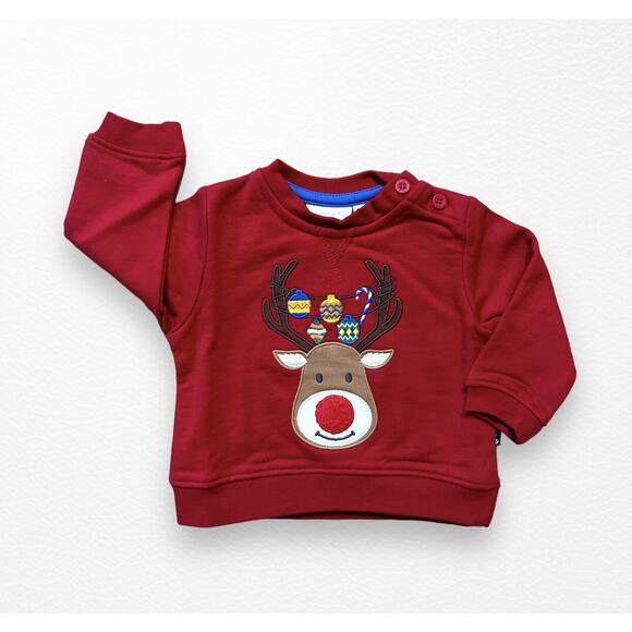 NWT JoJo Maman Bebe Reindeer Sweatshirt, 0-3 Months - Picture 9 of 10